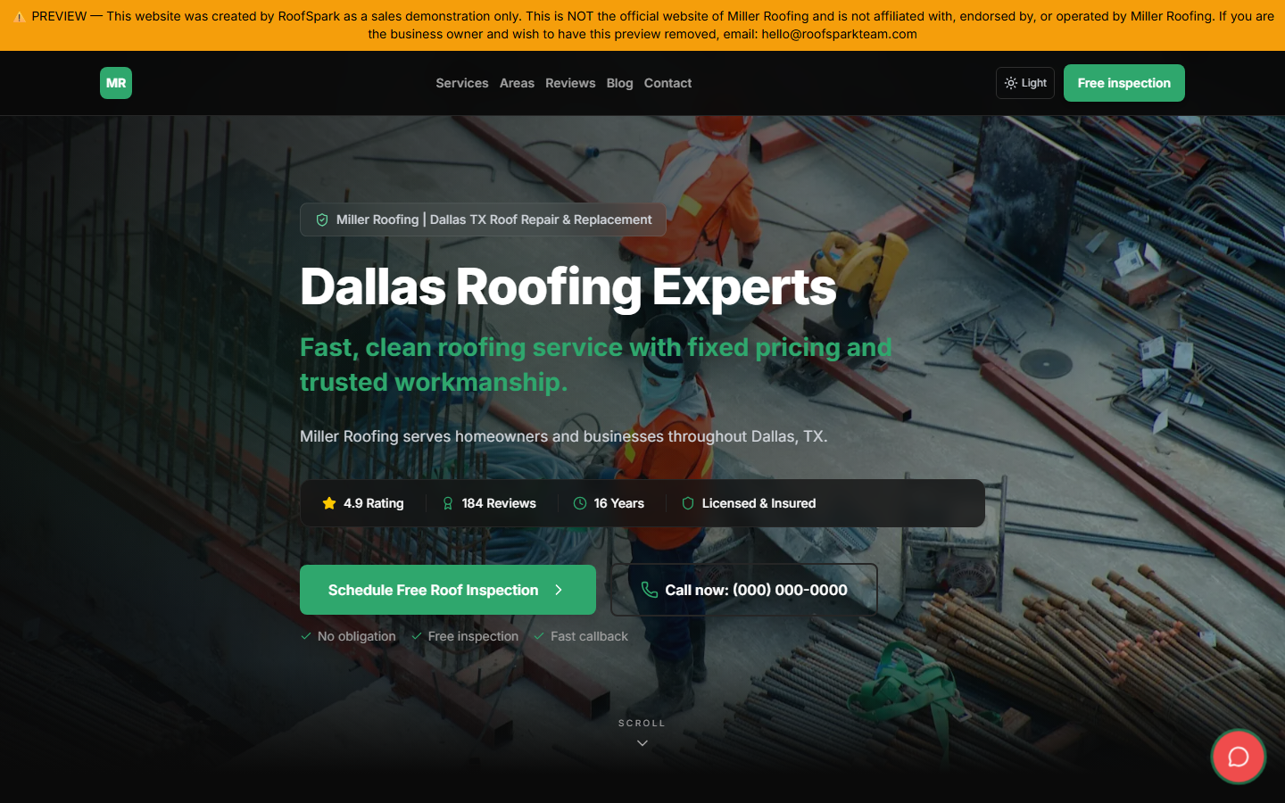 Miller Roofing roofing website